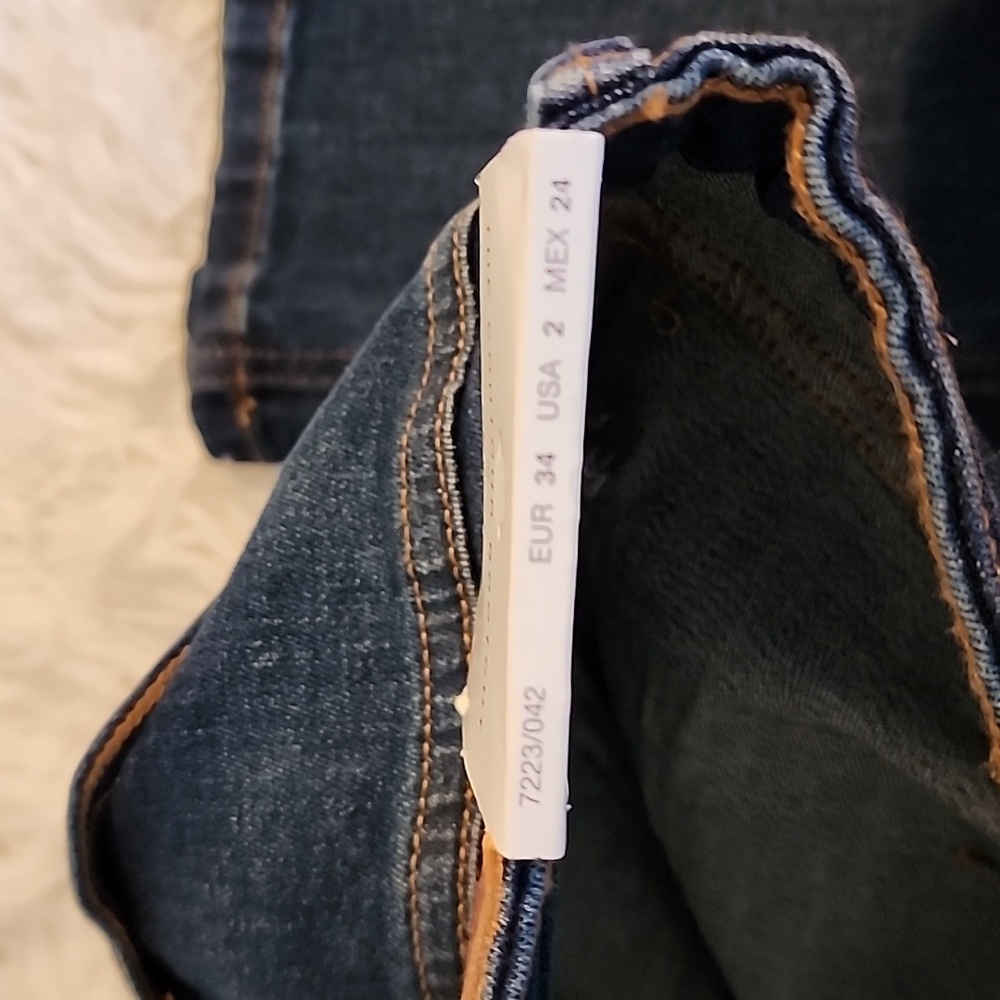 Zara Slim Fit Bootcut Mid Rise  Dark Blue Denim Jeans - Picture 10 of 11